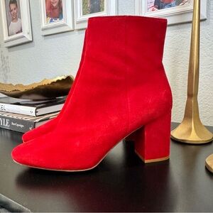 Halogen Red Ankle Booties with Chunky Heel